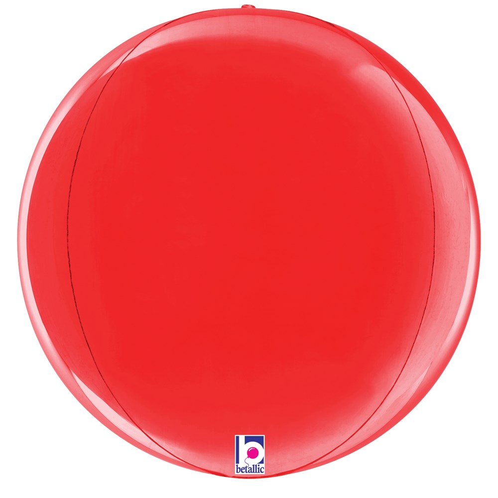 11-inch bright red multi-sided glossy foil balloon shaped like a globe.