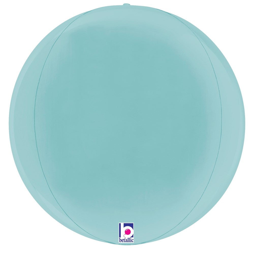Pastel blue 11-inch multi-sided round foil balloon with subtle curved panel lines.
