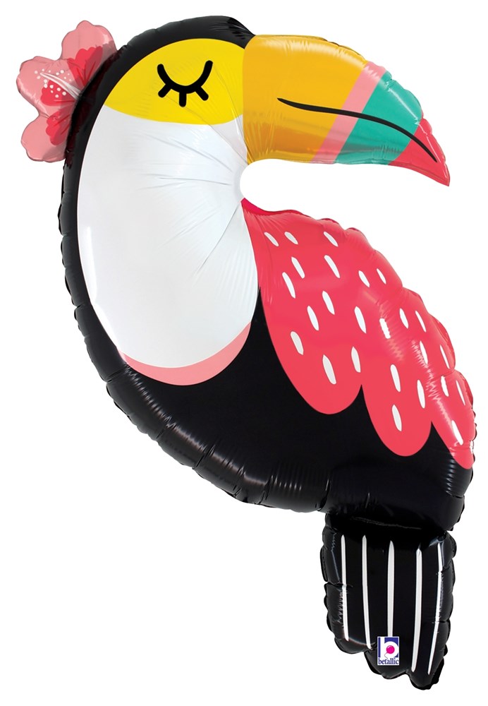 34-inch foil balloon shaped like a colorful toucan with black, white, pink, and yellow details.