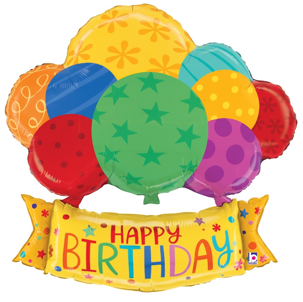 Betallic Birthday Balloons Banner 29 inch Shaped Foil Balloon 1ct