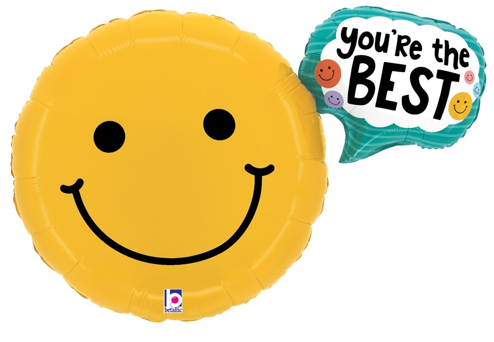 Globo de aluminio con forma de emoticono "You're the Best" de Betallic, 31 pulgadas, 1 unidad
