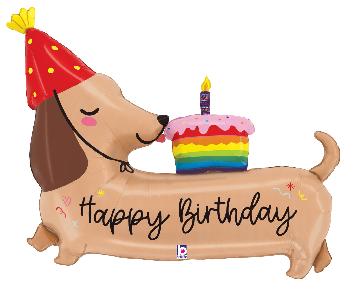 Betallic Happy Birthday Dachshund 43 inch Foil Balloon 1ct