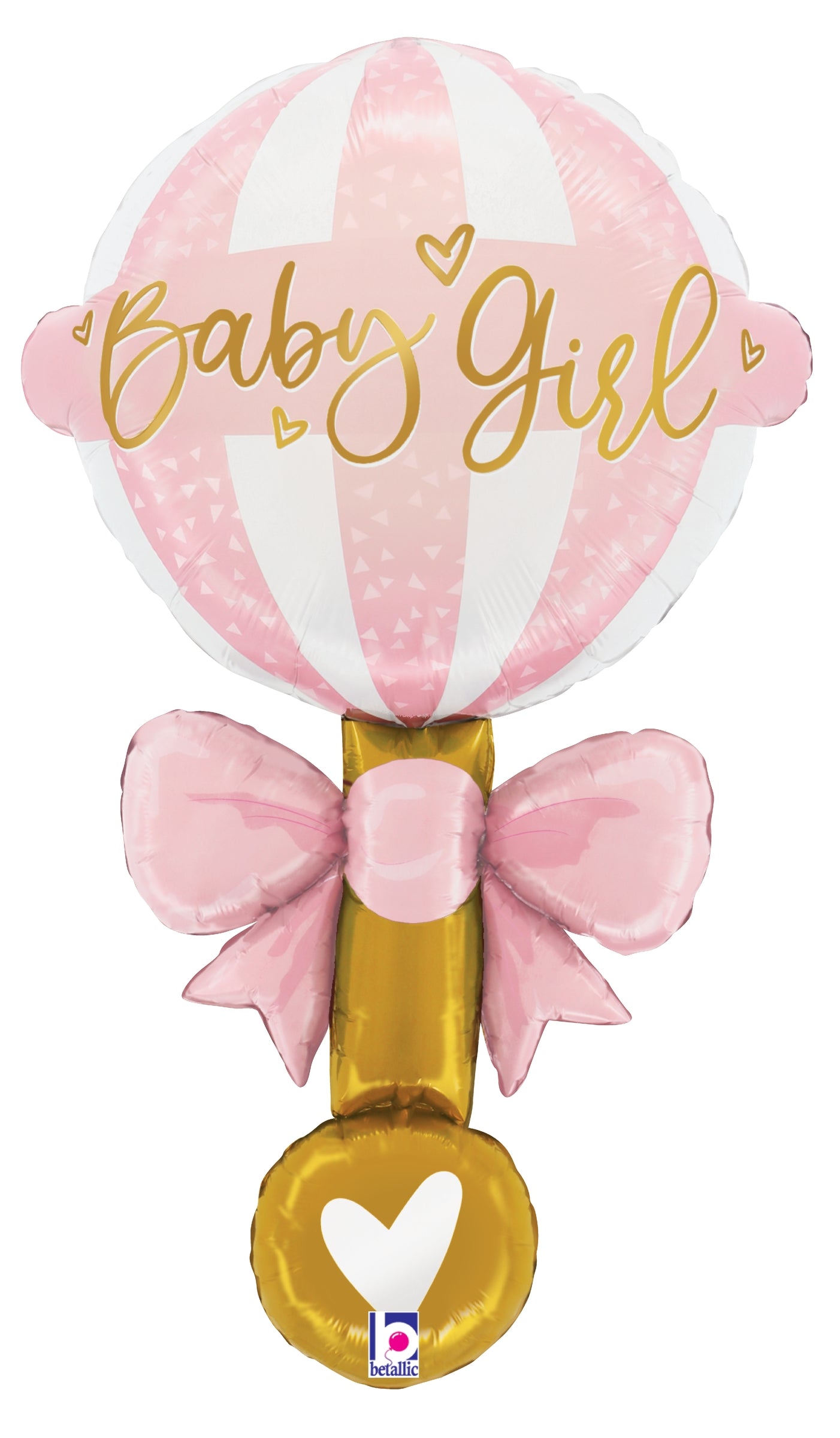 Betallic Satin Baby Girl Rattle 35 inch Foil Balloon 1ct