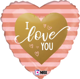 Betallic Rose Gold Stripes I Love You 18 inch MAX Float Heart Balloon ...