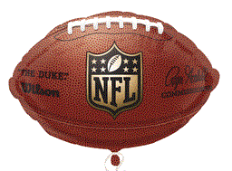 18-inch brown foil balloon shaped like a football with white laces and the NFL logo in the center.