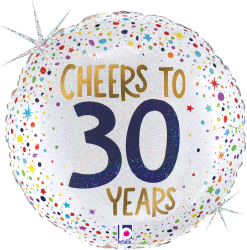 Betallic Cheers to 30 Years 18 inch Glitter Holographic Balloon Packaged 1ct image