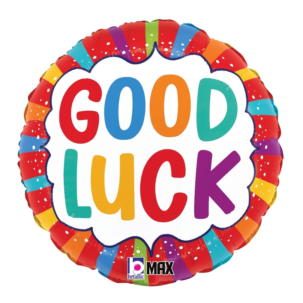 Globo de aluminio redondo flotante de 18 pulgadas con explosión de color de Betallic Good Luck