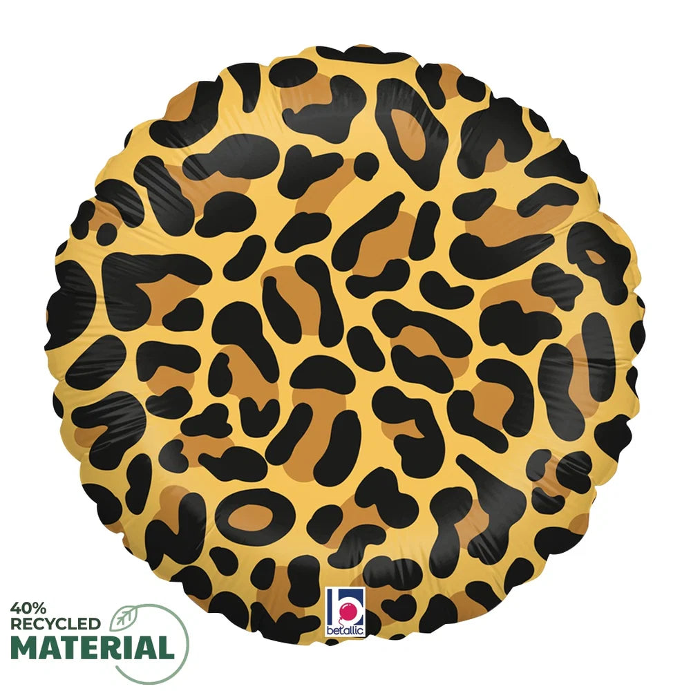 Betallic Leopard Spots 18 inch MAX Float Round Foil Balloon Packaged 1ct