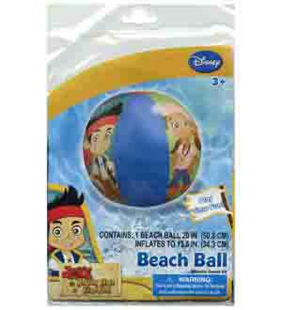 20-inch inflatable beach ball with Jake and friends from Disney’s Neverland, blue and yellow panels.