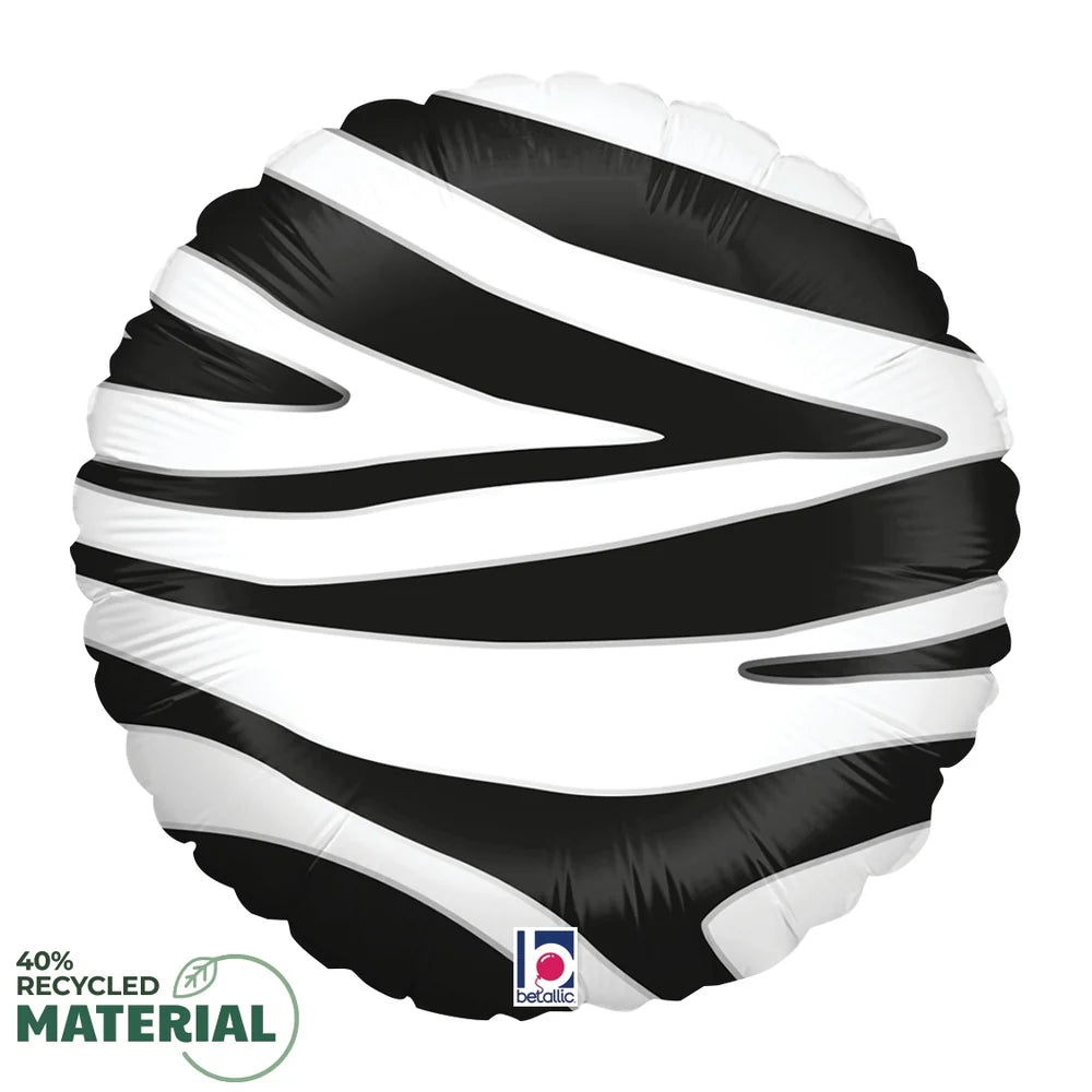 Betallic Zebra Stripes 18 inch MAX Float Round Foil Balloon Packaged 1ct