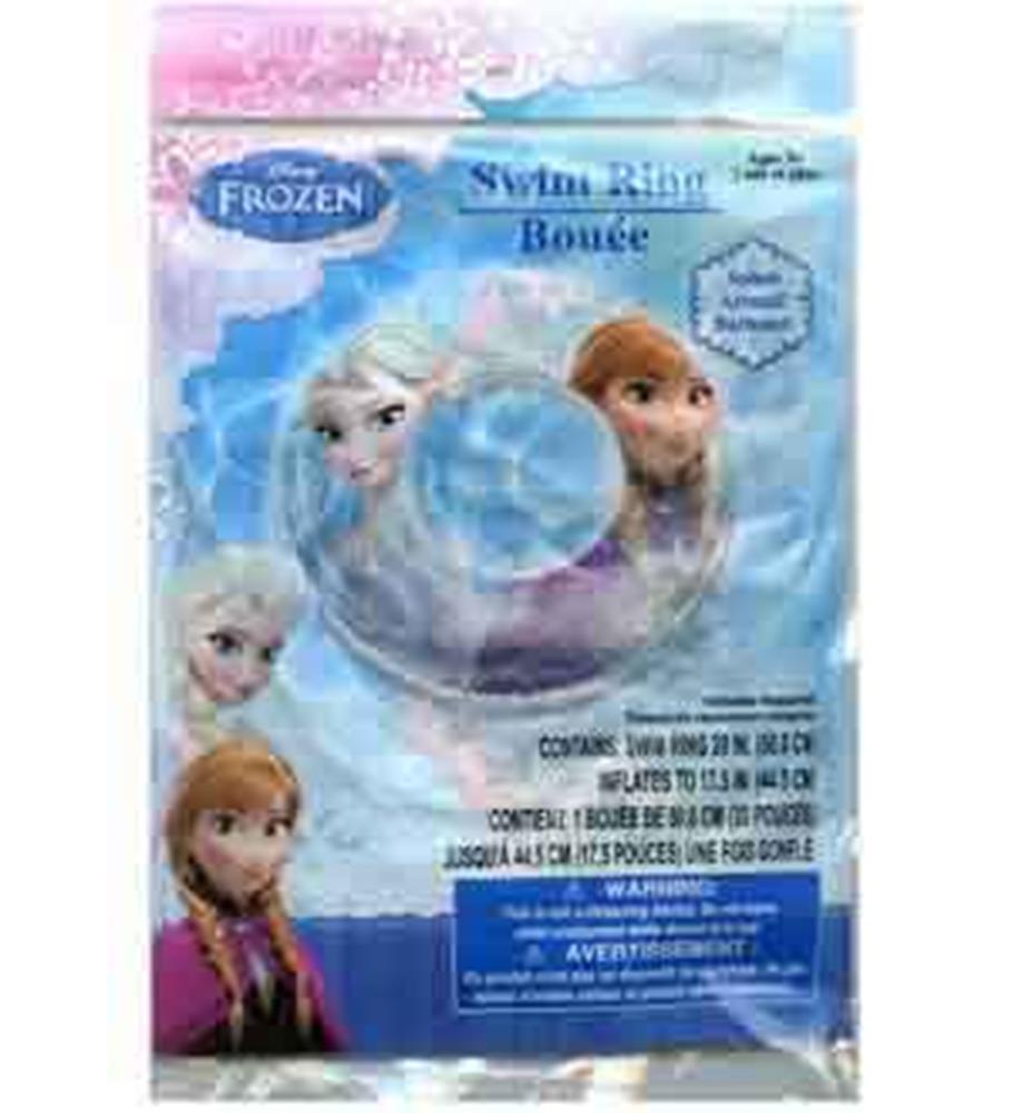 Round inflatable swim ring featuring Elsa and Anna from Disney Frozen with blue and purple hues.