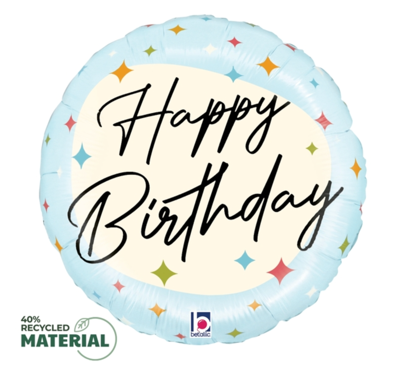Betallic Classic Birthday Sparkles 18 inch MAX Float Round Foil Balloon Packaged 1ct