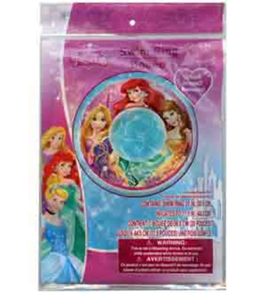 Pink and purple packaged Princess swim ring featuring Ariel, Belle, and other Disney princesses around a blue inflatable.
