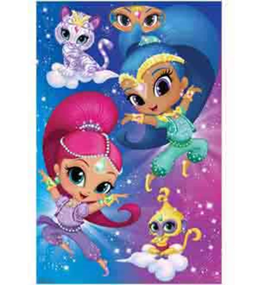 Colorful game box featuring animated genie girls with vibrant hair and costumes against a starry blue and purple background.