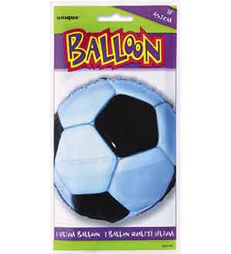 18-inch round 3D foil balloon designed as a classic black-and-white soccer ball.