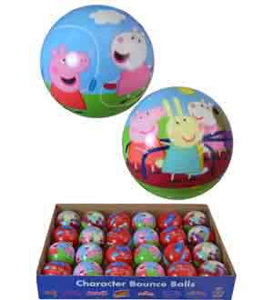 Set of colorful 3-inch Peppa Pig foam balls featuring character scenes on a blue and green background.