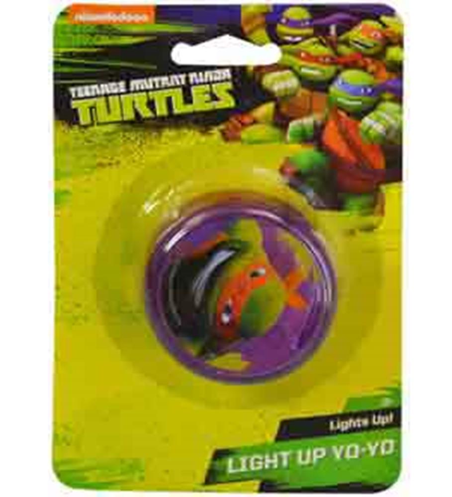 Green Teenage Mutant Ninja Turtles light-up yo-yo with orange mask and purple background packaging.