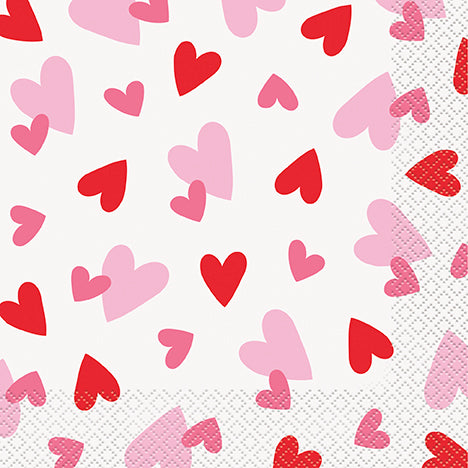 Valentines Day Fluttering Hearts Luncheon Napkins 16ct - Toy World Inc