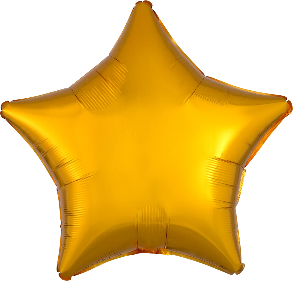 Metallic gold foil balloon shaped like a five-point star, 19 inches wide.