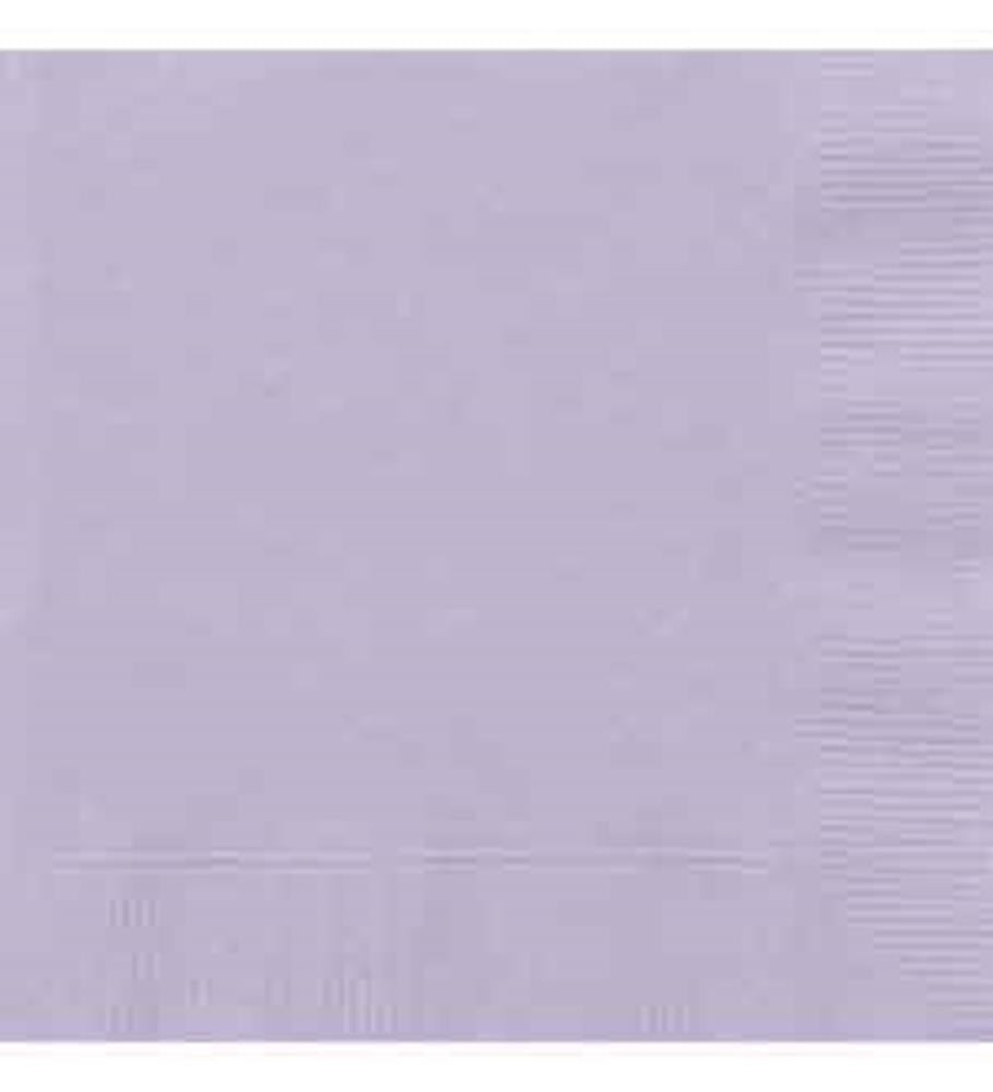 Stack of lavender-colored rectangular paper lunch napkins with embossed edges and subtle texture.