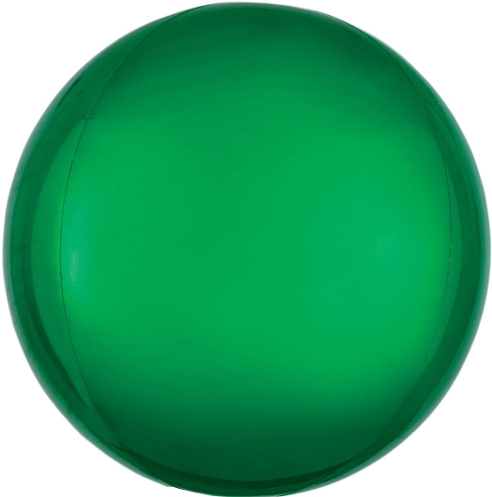 16-inch shiny green foil orb balloon with smooth reflective surface.