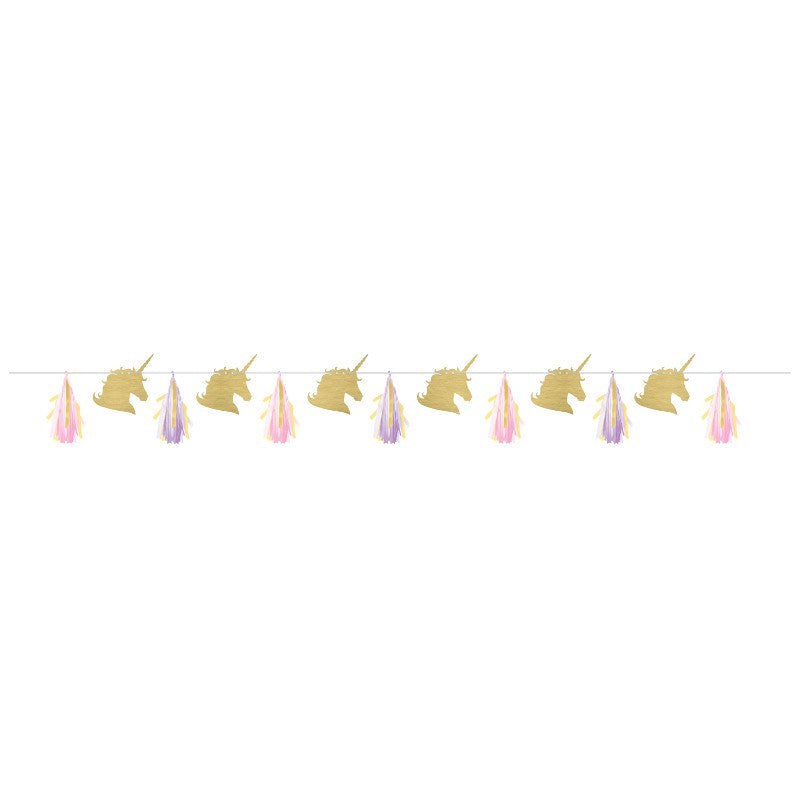 Unicorn Sparkle Tissue Tassel Garland with cutouts 8ft