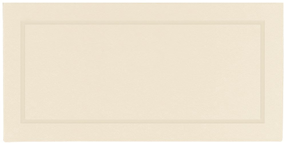 Ivory pearlized rectangular place card with subtle embossed border detailing.