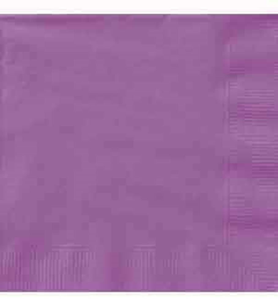Square purple paper napkin with embossed textured borders and smooth center.