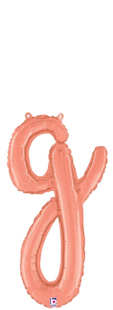 Rose gold foil balloon shaped like a lowercase script letter "g," 20 inch air-filled design.