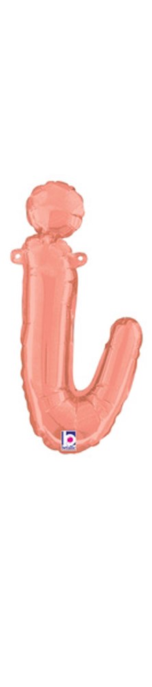 Rose gold foil balloon shaped as lowercase script letter "i," 13 inches tall, air-filled style.