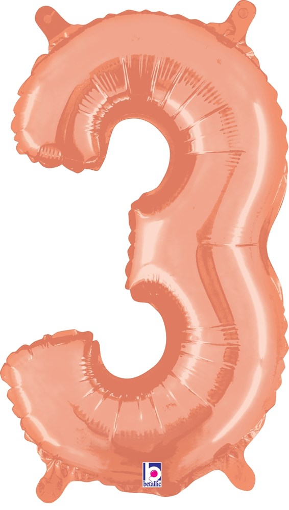 Betallic 3 Rose Gold 14 inch Valved Air-Filled Shape Packaged 1ct image