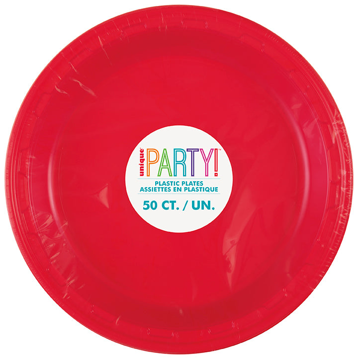 Ruby Red 10.25 inch Plastic Plates 50 ct