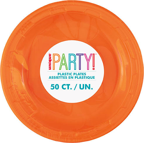 Pumpkin Orange 7 inch Plastic Plates 50 ct