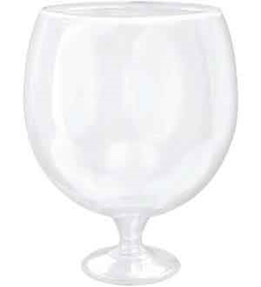 Clear jumbo drinking glass with rounded bowl shape and short stem base.