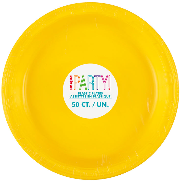 Sunshine Yellow 10.25 inch Plastic Plates 50 ct