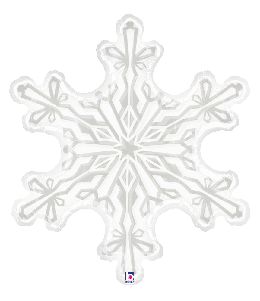 31-inch clear plastic snowflake decoration with intricate cutout pattern.