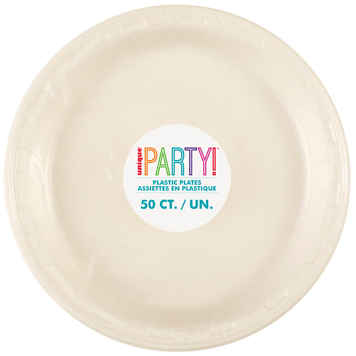 Vanilla Creme 10.25 inch Plastic Plates 50 ct