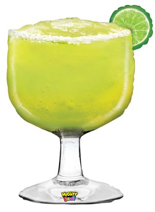 33-inch lime green margarita glass balloon with salted rim and lime wedge detail.