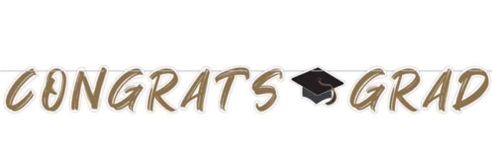 Golden Grad Shaped Banner with ribbon 1ct