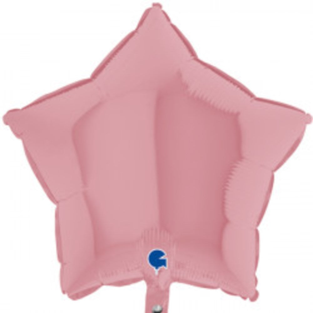 36-inch matte pink star-shaped foil balloon with a smooth, shiny surface and a small valve at the bottom.