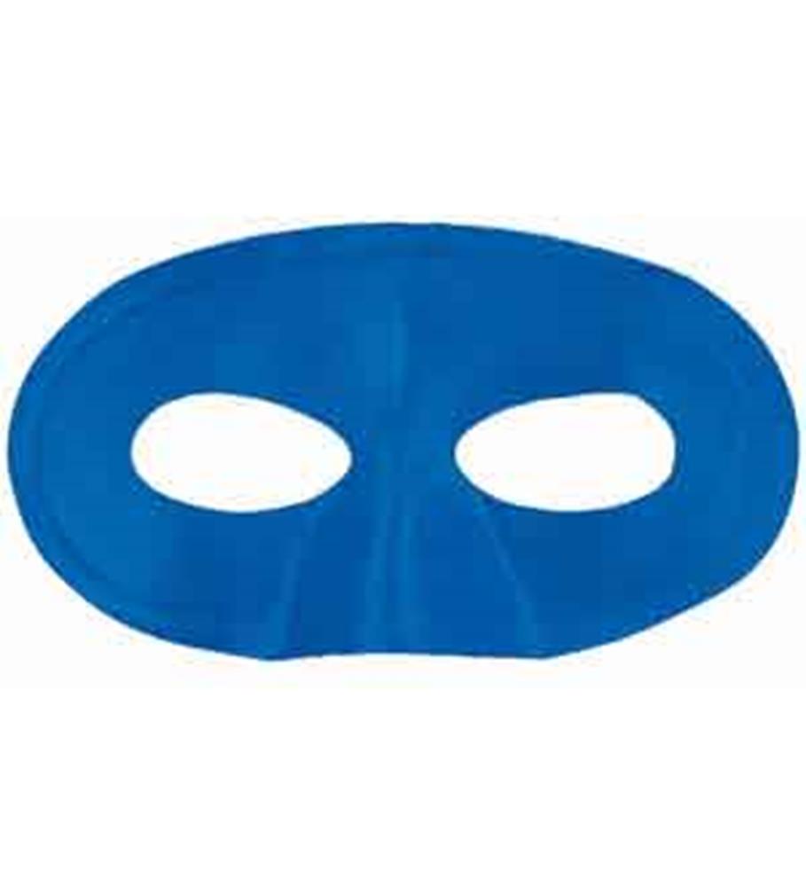 Blue oval eye mask with two large horizontal cutouts, smooth fabric surface.
