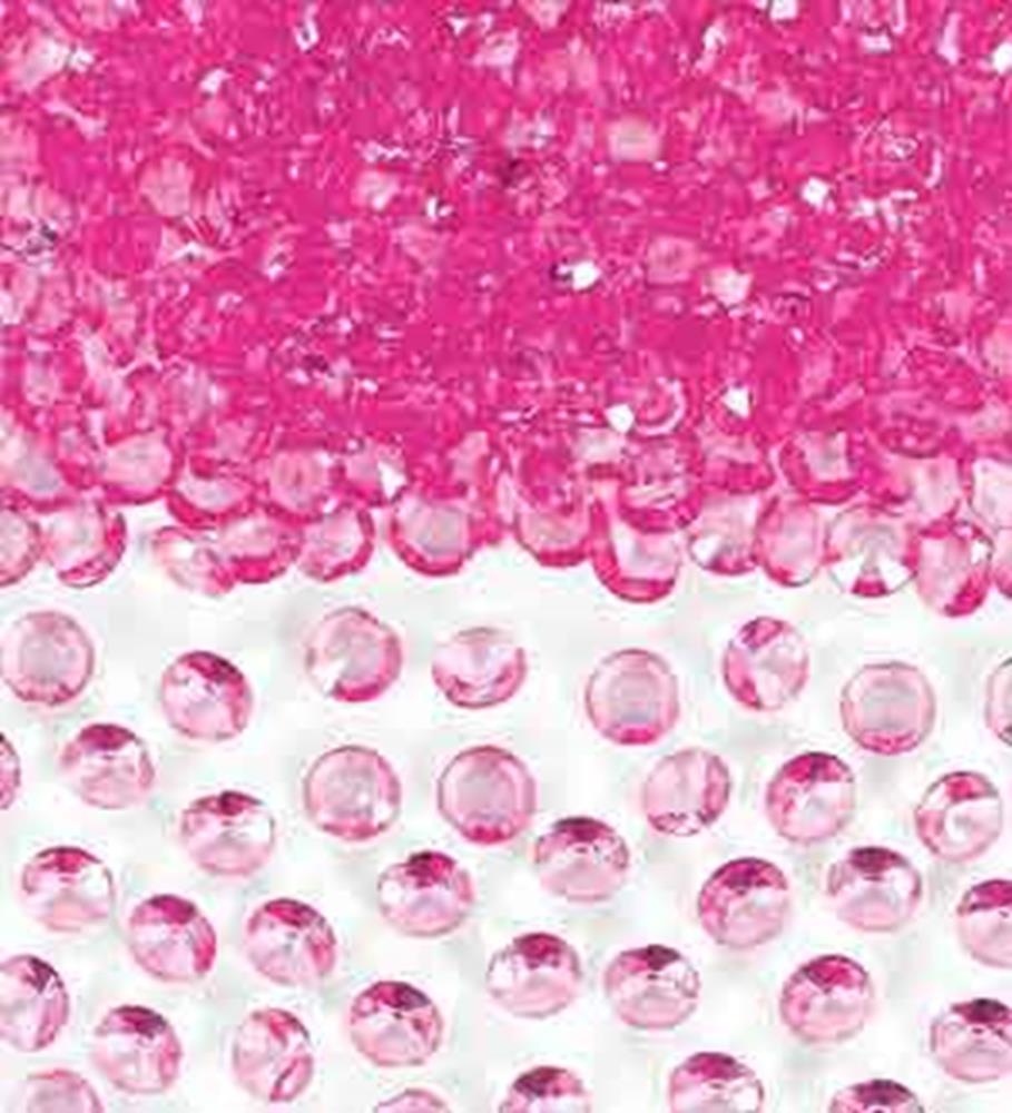 Bright pink translucent round beads with shiny surface arranged in two rows on white background.