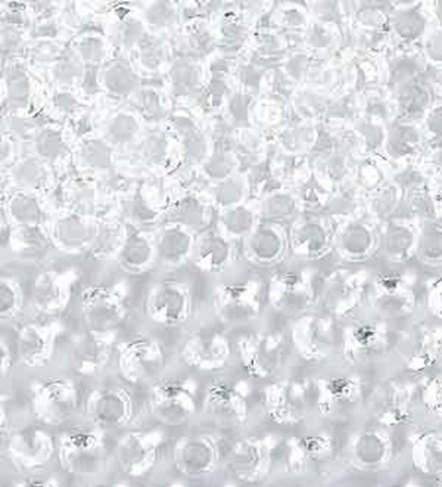 Small round silver clear confetti gems with faceted surfaces, sparkling and translucent.