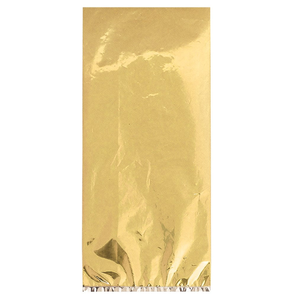 Shiny gold cellophane bag with a smooth, reflective surface and rectangular shape.