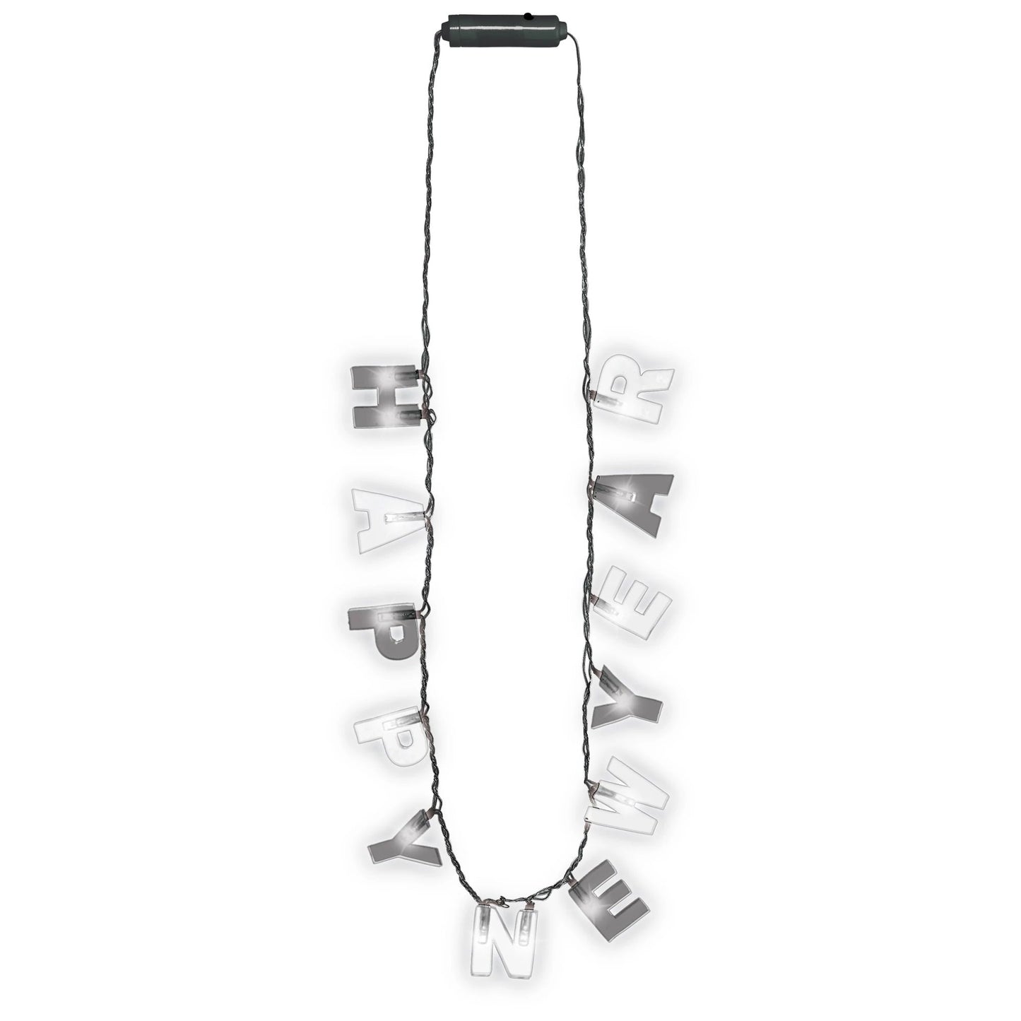 Happy New Year Light Up Necklace Black And Clear 1ct