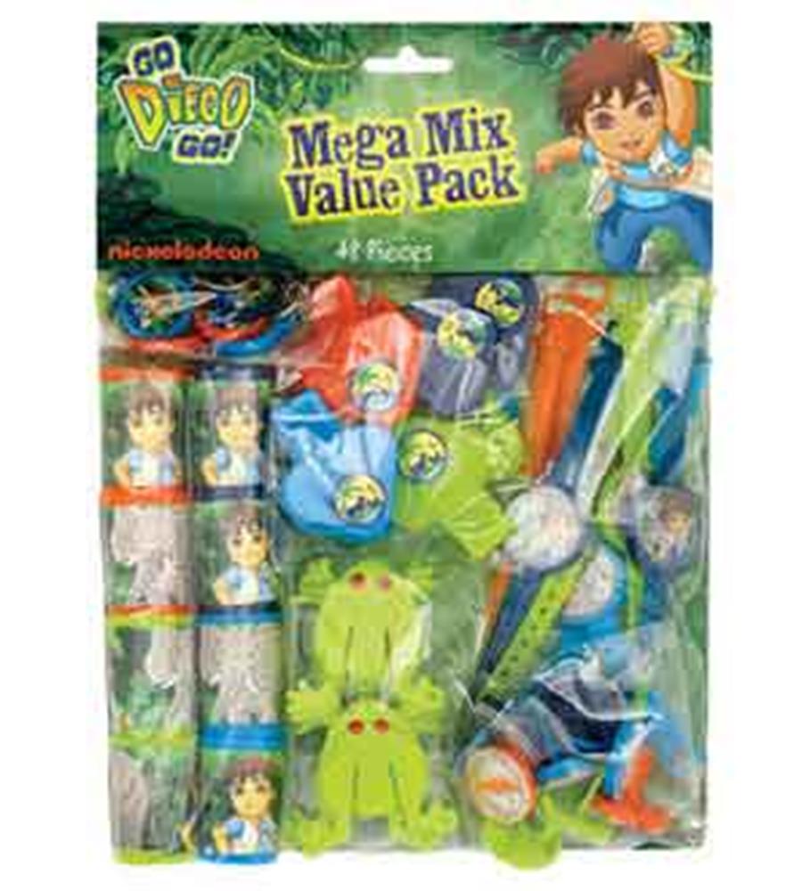 Diego Biggest Rescue Mega Mix Value Pack with themed party favors, including noise makers, poppers, and masks in bright.