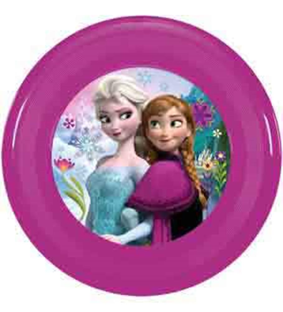Purple 9-inch flying disc featuring Elsa and Anna from Disney Frozen with snowflake details.