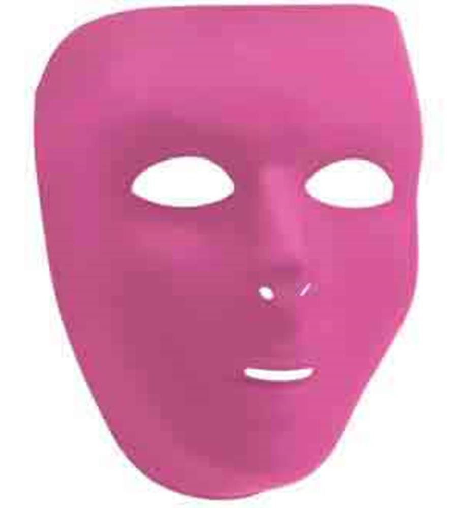 Matte pink full face mask with cutouts for eyes, nose, and mouth.