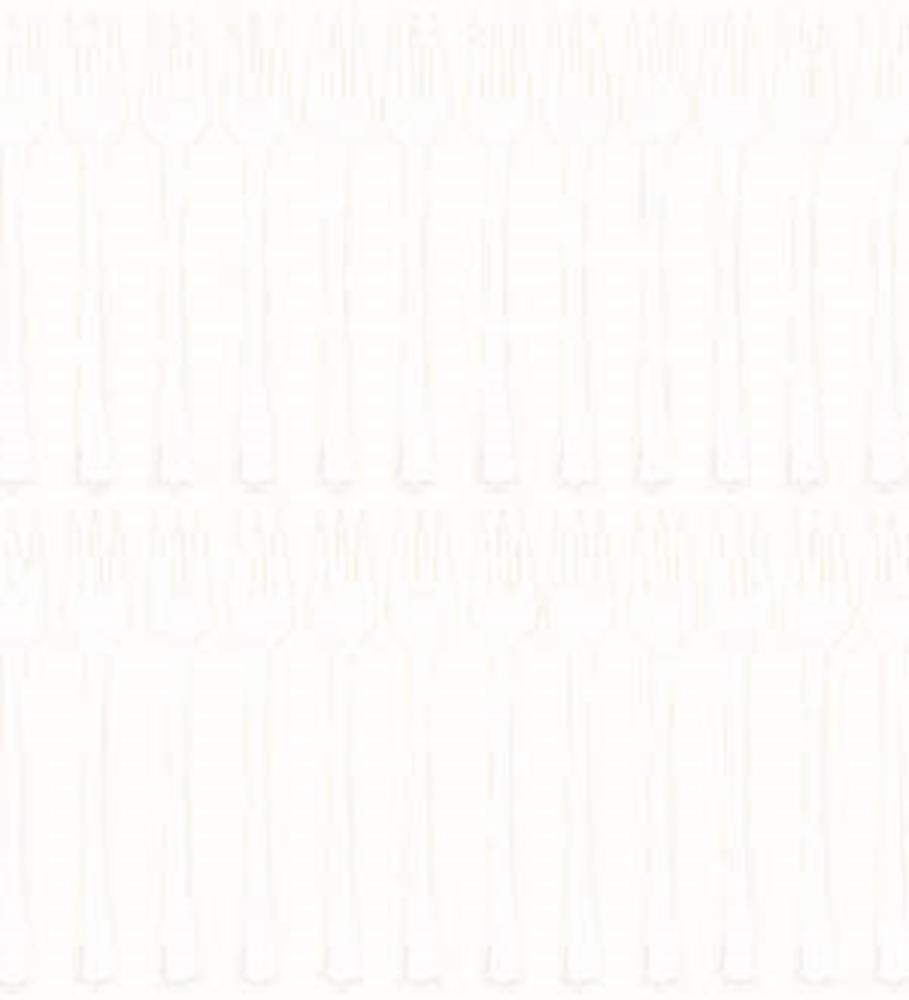 Set of ten white pearl-finish cocktail forks with four slender tines each.