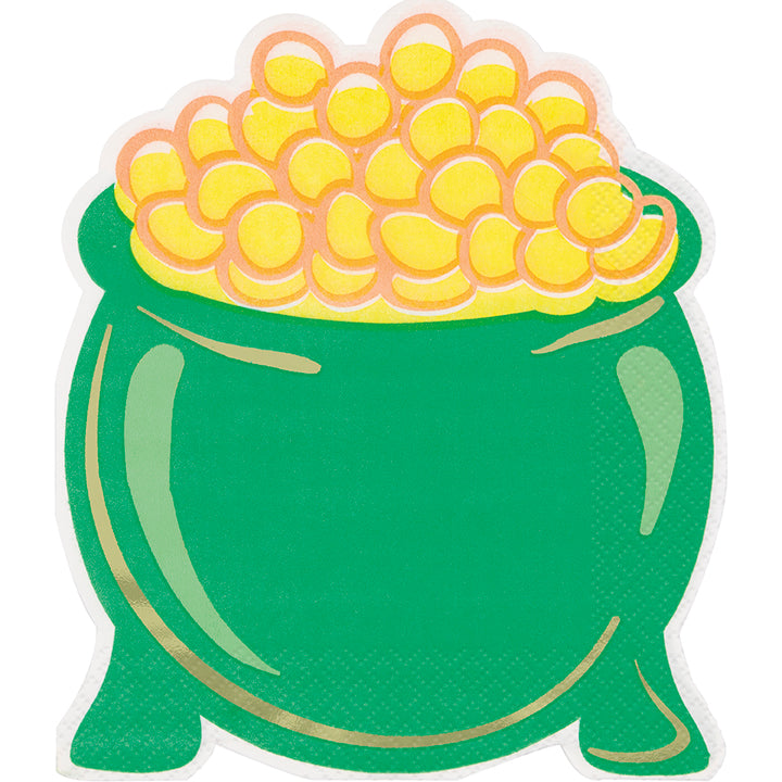 St. Patricks Day Pot of Gold Shaped Napkin 16ct